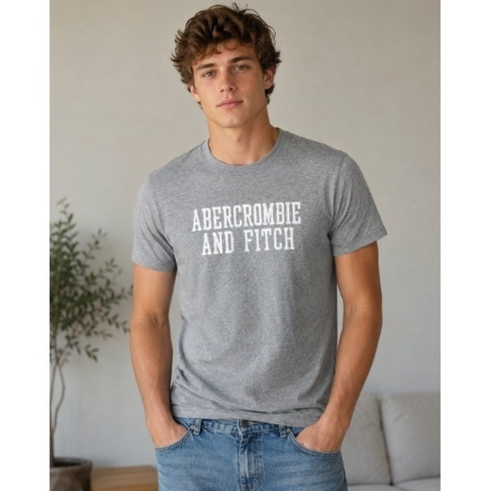 Abercrombie and Fitch Mens Muscle Fit Logo Graphic T-Shirt Gray Small S